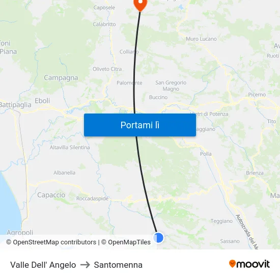 Valle Dell' Angelo to Santomenna map