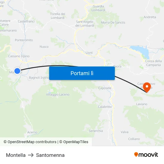Montella to Santomenna map