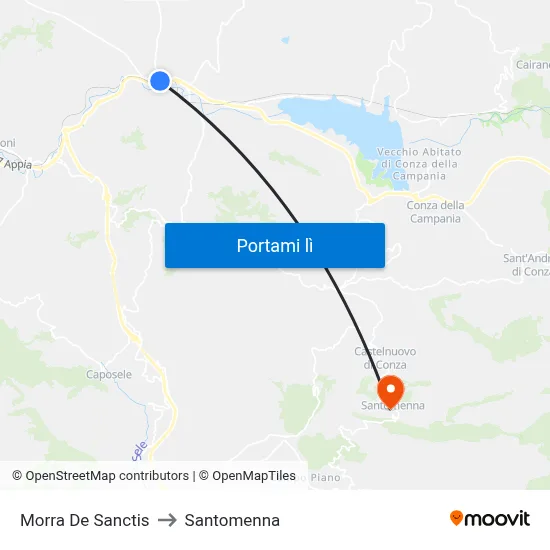 Morra De Sanctis to Santomenna map