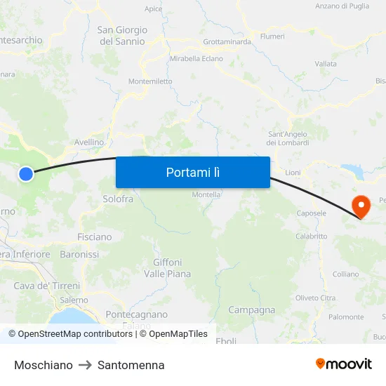 Moschiano to Santomenna map