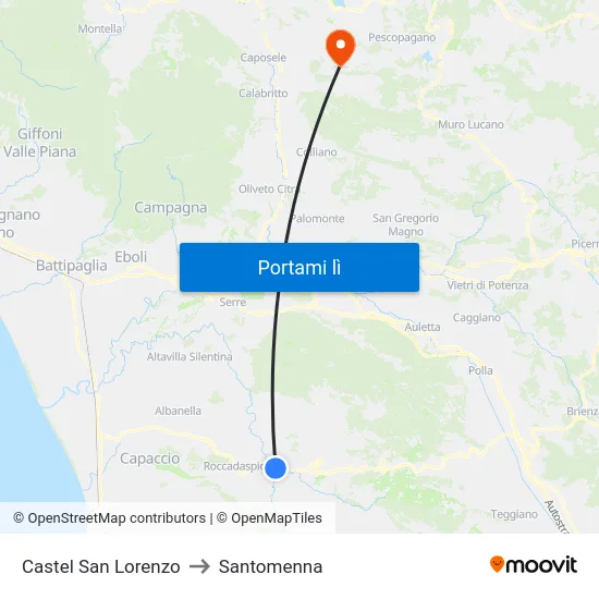 Castel San Lorenzo to Santomenna map