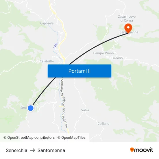 Senerchia to Santomenna map