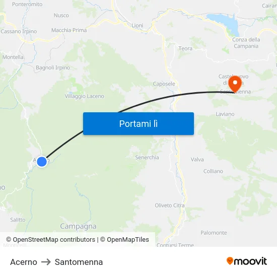 Acerno to Santomenna map