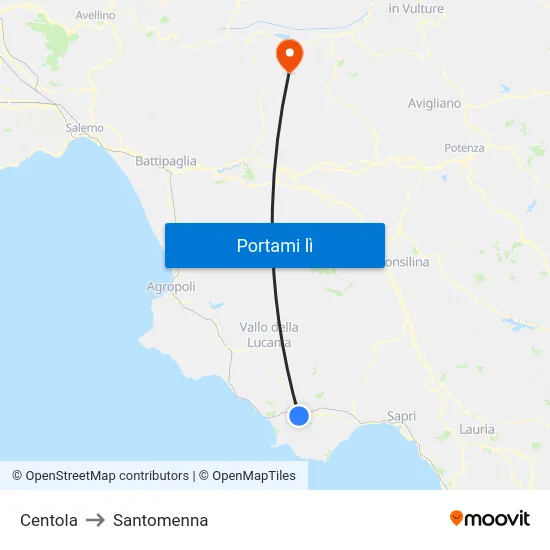 Centola to Santomenna map