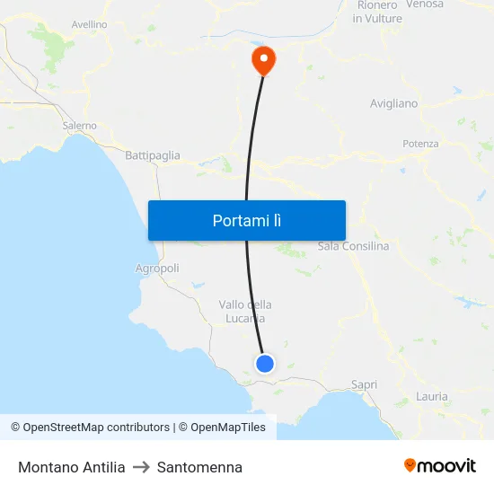 Montano Antilia to Santomenna map