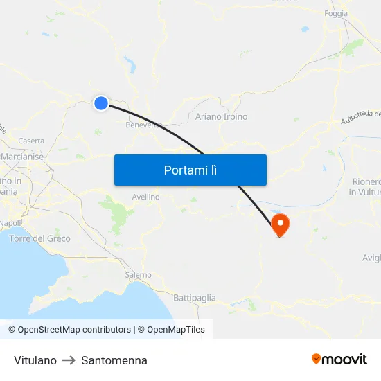 Vitulano to Santomenna map