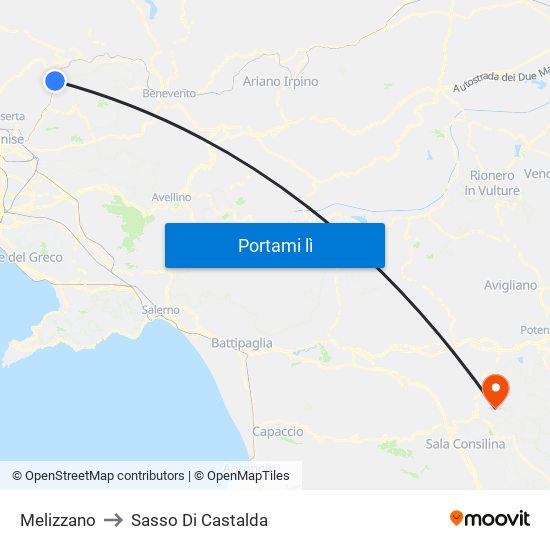 Melizzano to Sasso Di Castalda map
