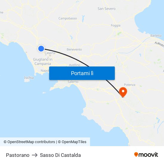 Pastorano to Sasso Di Castalda map