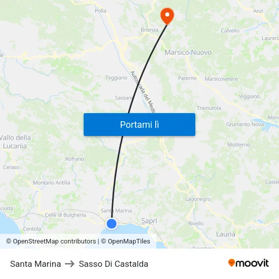 Santa Marina to Sasso Di Castalda map