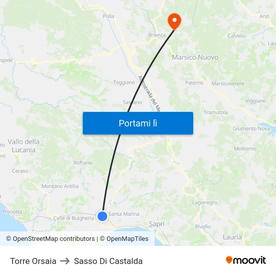 Torre Orsaia to Sasso Di Castalda map