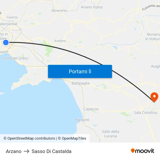Arzano to Sasso Di Castalda map