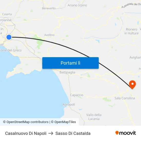 Casalnuovo Di Napoli to Sasso Di Castalda map
