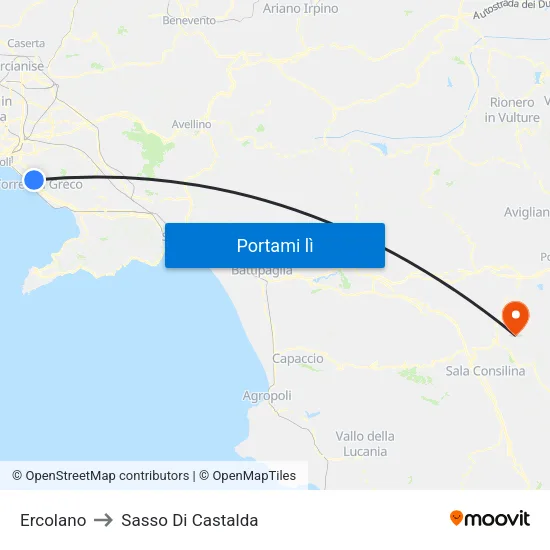 Ercolano to Sasso Di Castalda map