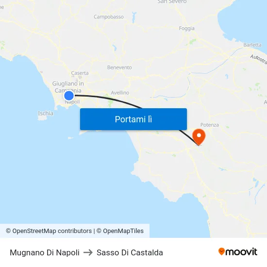 Mugnano Di Napoli to Sasso Di Castalda map