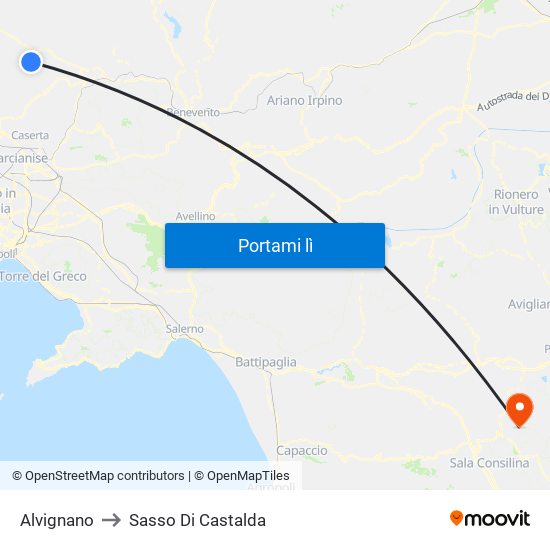 Alvignano to Sasso Di Castalda map