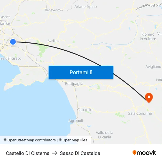 Castello Di Cisterna to Sasso Di Castalda map