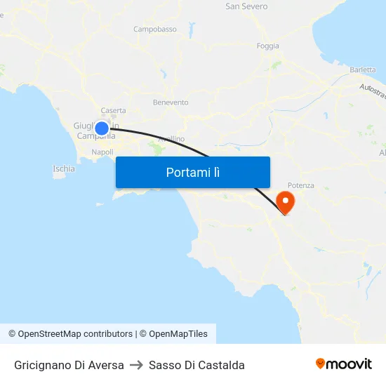 Gricignano Di Aversa to Sasso Di Castalda map