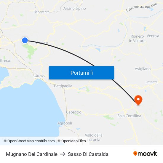 Mugnano Del Cardinale to Sasso Di Castalda map