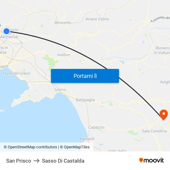 San Prisco to Sasso Di Castalda map
