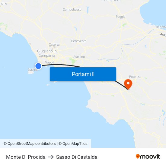 Monte Di Procida to Sasso Di Castalda map