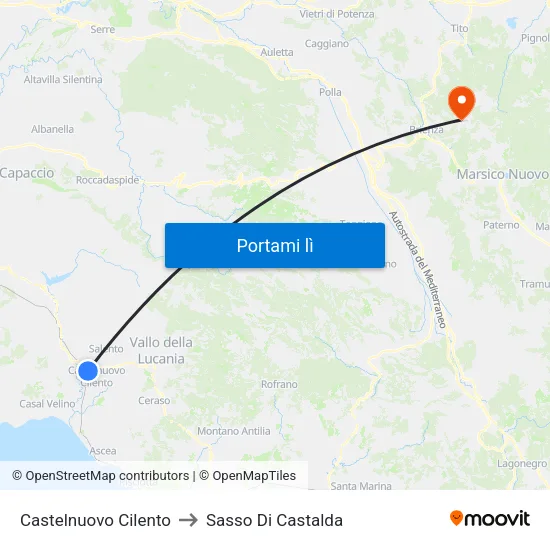 Castelnuovo Cilento to Sasso Di Castalda map