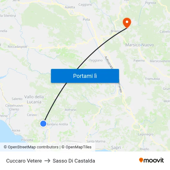 Cuccaro Vetere to Sasso Di Castalda map