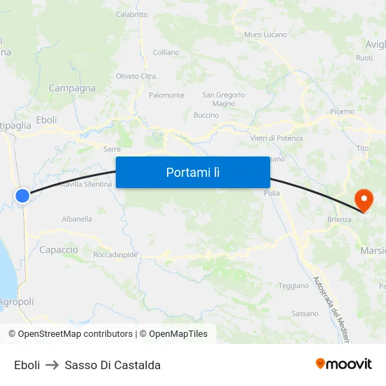 Eboli to Sasso Di Castalda map