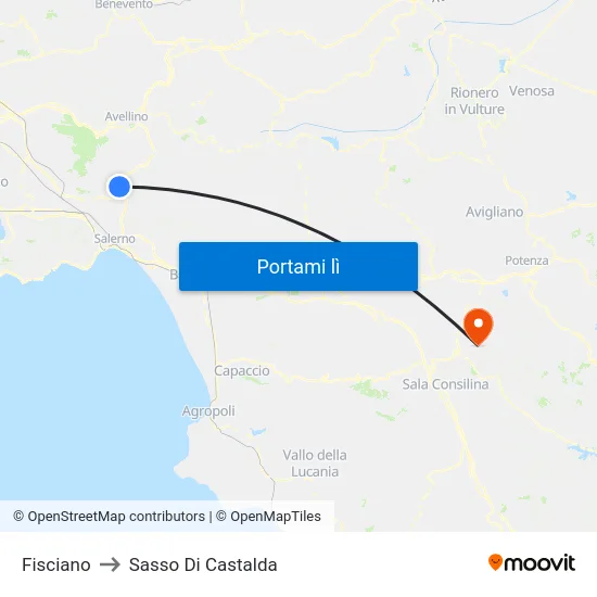 Fisciano to Sasso Di Castalda map