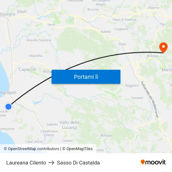 Laureana Cilento to Sasso Di Castalda map