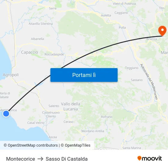 Montecorice to Sasso Di Castalda map