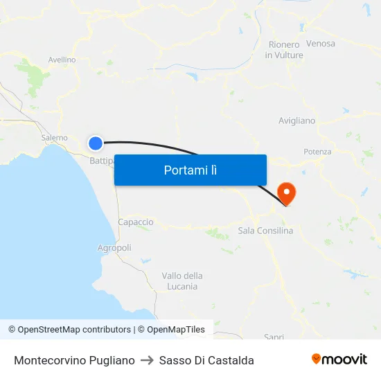 Montecorvino Pugliano to Sasso Di Castalda map
