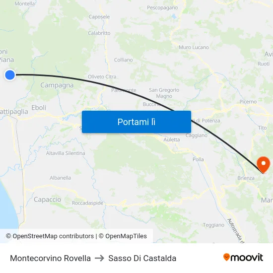 Montecorvino Rovella to Sasso Di Castalda map