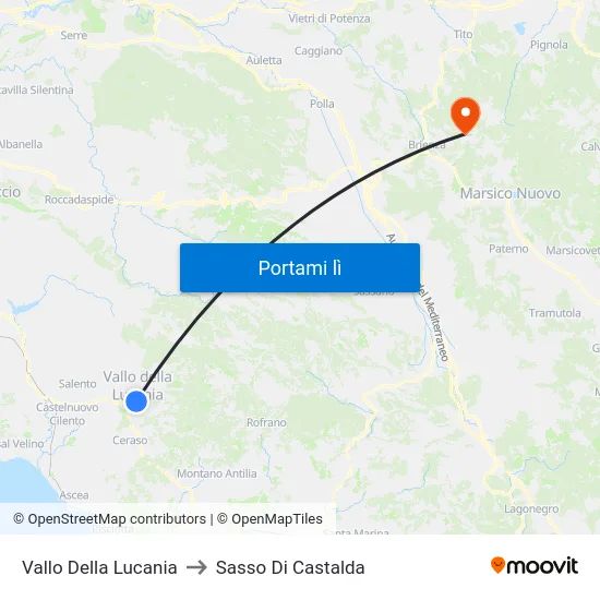 Vallo Della Lucania to Sasso Di Castalda map