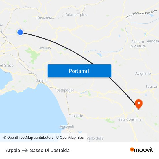 Arpaia to Sasso Di Castalda map
