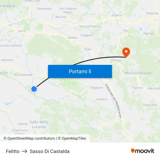 Felitto to Sasso Di Castalda map