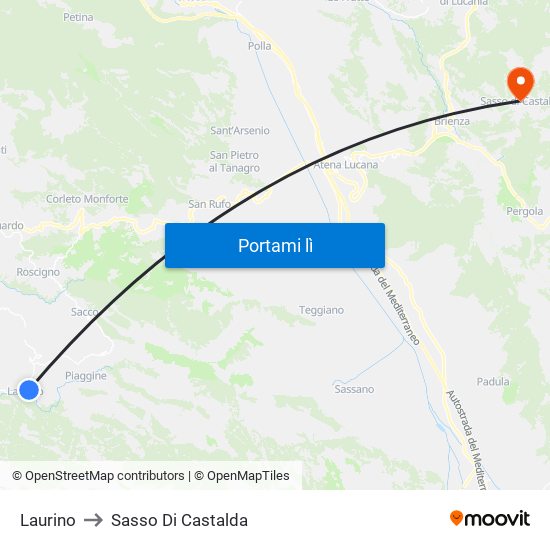 Laurino to Sasso Di Castalda map