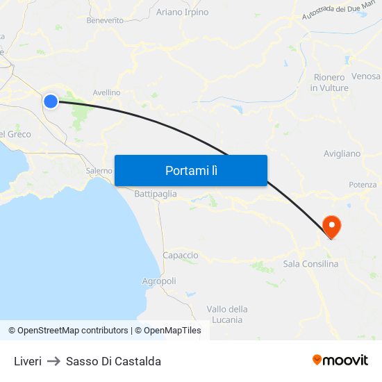 Liveri to Sasso Di Castalda map