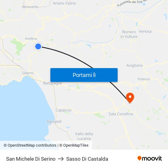 San Michele Di Serino to Sasso Di Castalda map