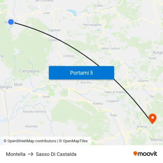 Montella to Sasso Di Castalda map