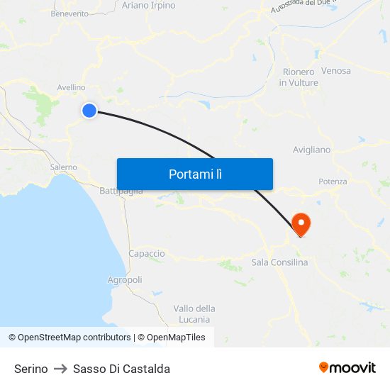Serino to Sasso Di Castalda map