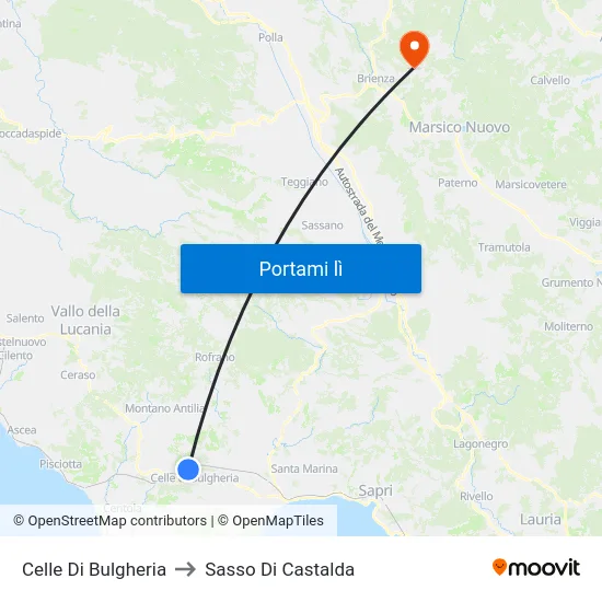 Celle Di Bulgheria to Sasso Di Castalda map