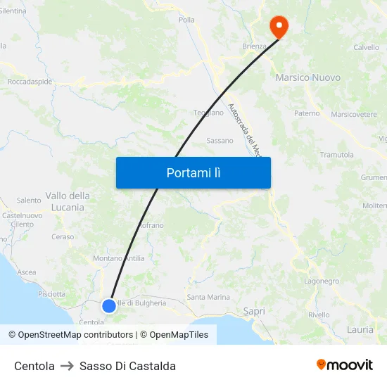 Centola to Sasso Di Castalda map