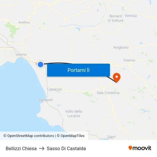 Bellizzi Chiesa to Sasso Di Castalda map