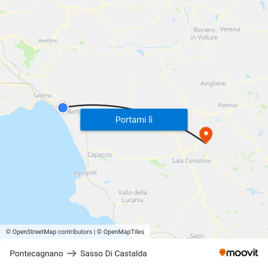 Pontecagnano to Sasso Di Castalda map