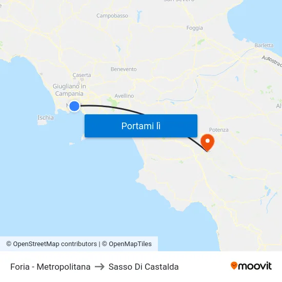 Foria - Metropolitana to Sasso Di Castalda map