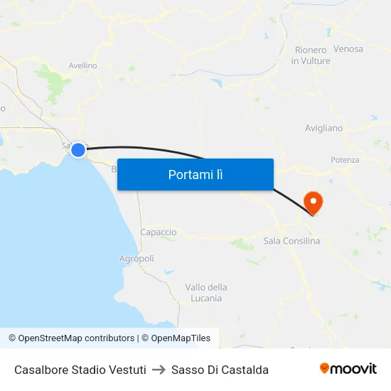 Casalbore Stadio Vestuti to Sasso Di Castalda map