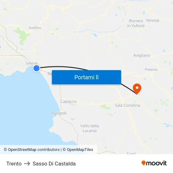 Trento to Sasso Di Castalda map