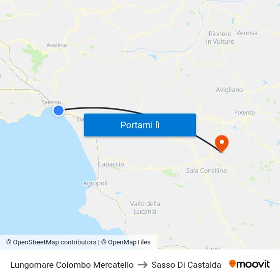 Lungomare Colombo Mercatello to Sasso Di Castalda map