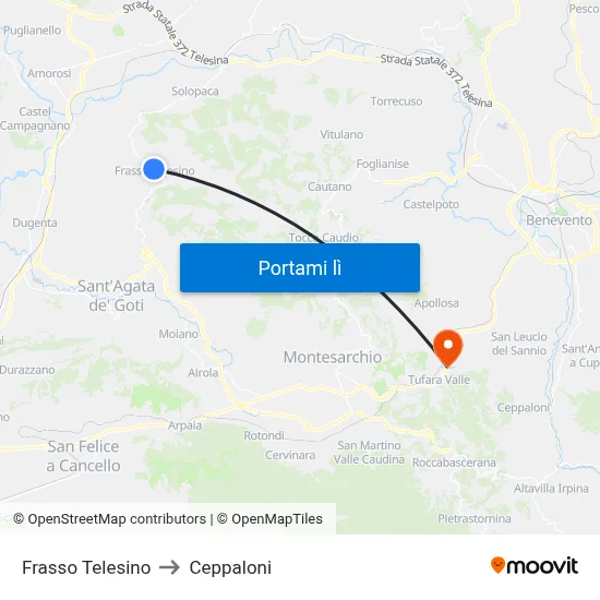 Frasso Telesino to Ceppaloni map