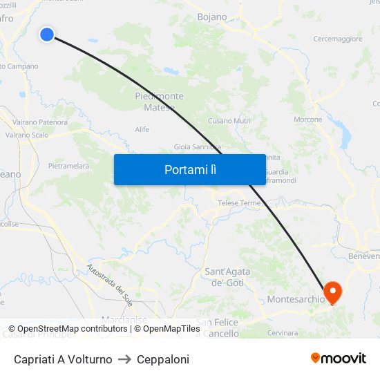 Capriati A Volturno to Ceppaloni map